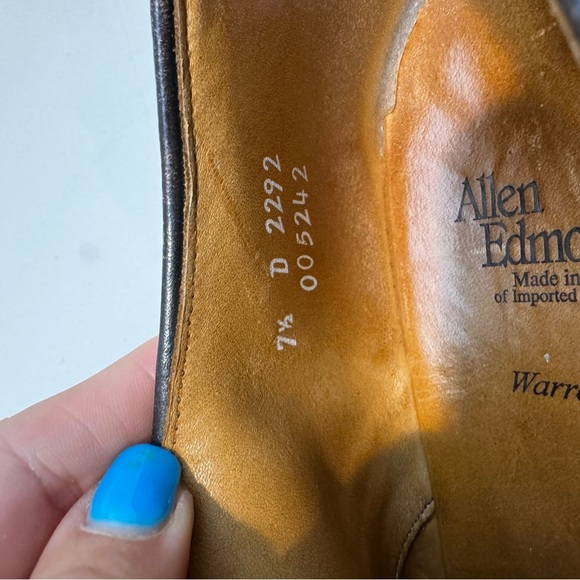 Allen Edmonds Sz 7.5D Shoes Warren Bicycle Toe Blucher Oxford Brown Leather 2292 main image 7